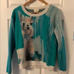 Anthropologie llama sweater. Artist collaboration